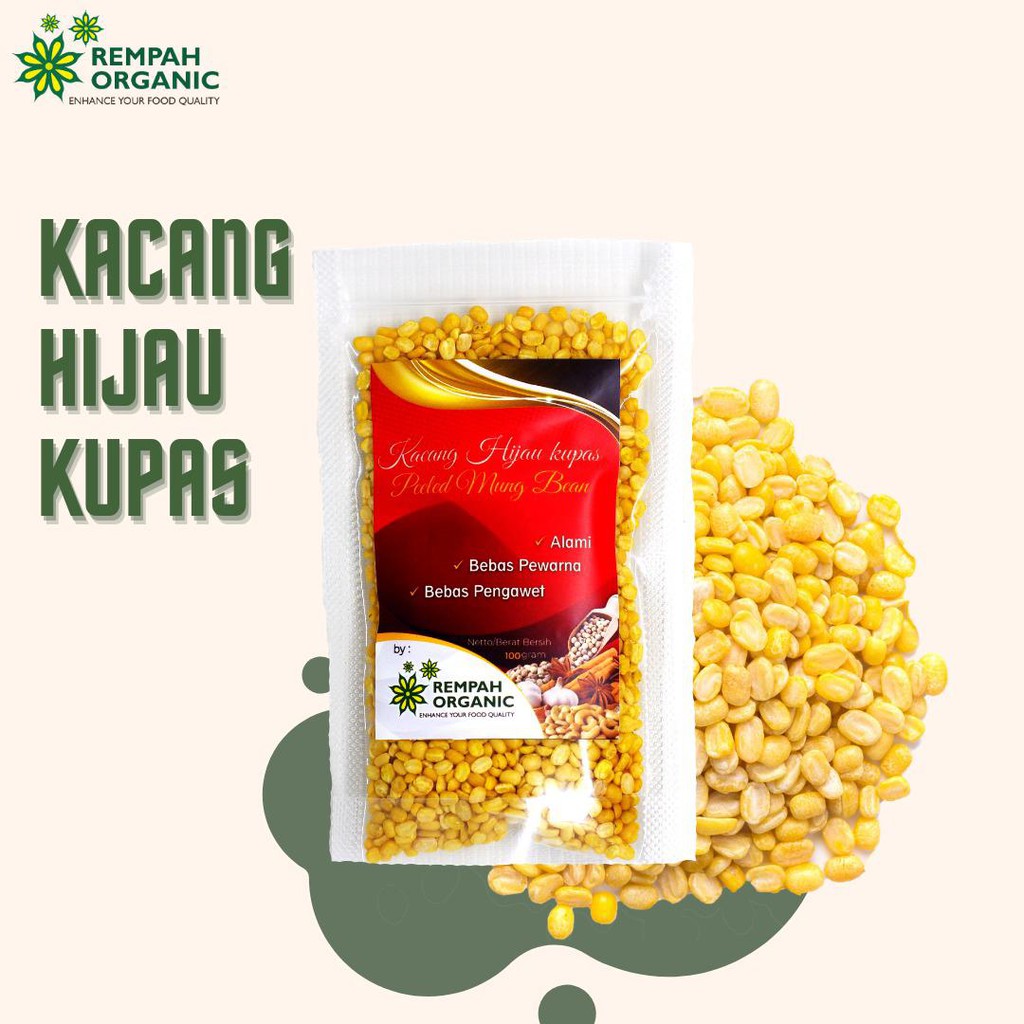 

Rempah Organic - Peeled Mung Bean / Kacang Hijau Kupas 100 Gram