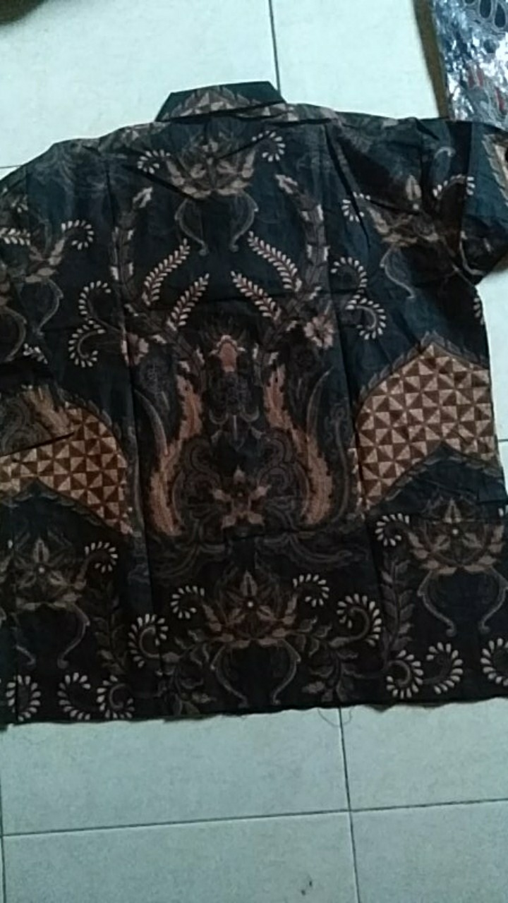 Atasan Batik Sutra Pria Lengan Panjang Kenongo Hem Padi Pekalongan M L Xl