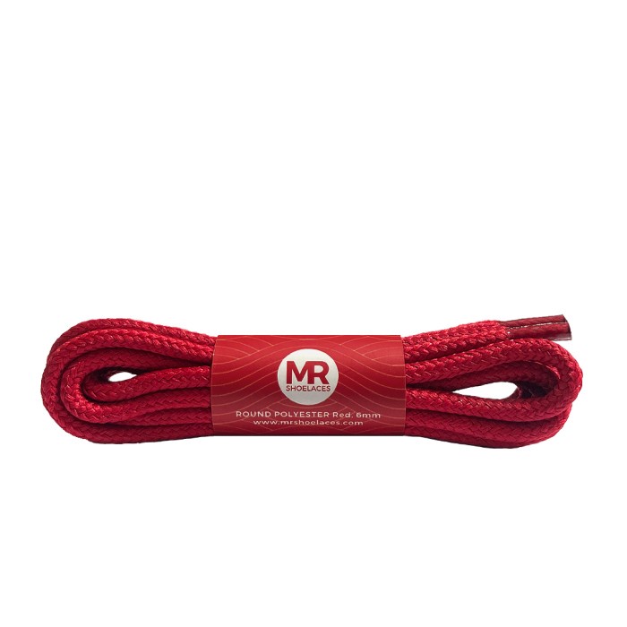 Original MR Shoelaces RP05 Merah (Red) Tali Sepatu Bulat Round 6mm 70cm 80cm 90cm 100cm 120cm 150cm 180cm 200cm Premium Shoelaces Polyester