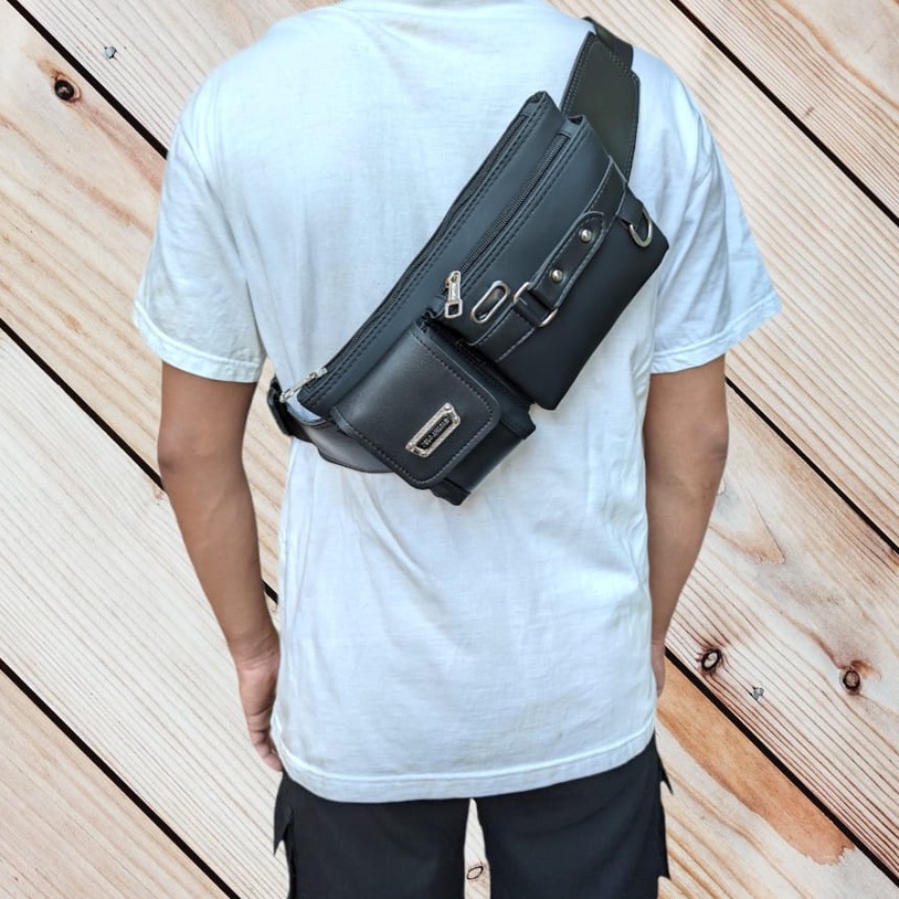 Tas Pria Waist Bag Waterproof Original Polo Amstar Premium Tas Pinggang &amp; Tas Selempang Bahu