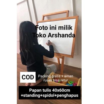 

Q51 papan tulis 40x60 white board +standing gratis spidol dan penghapus QR51 (Stock Banyak)