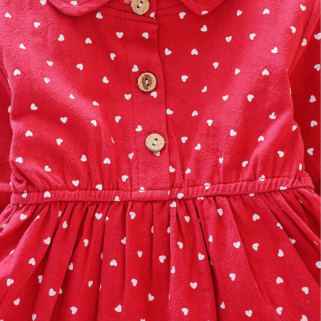 [Brandedbaby] DRESS ANAK PEREMPUAN IMPORT POLKADOT LOVE MERAH PINK KUNING LENGAN PANJANG