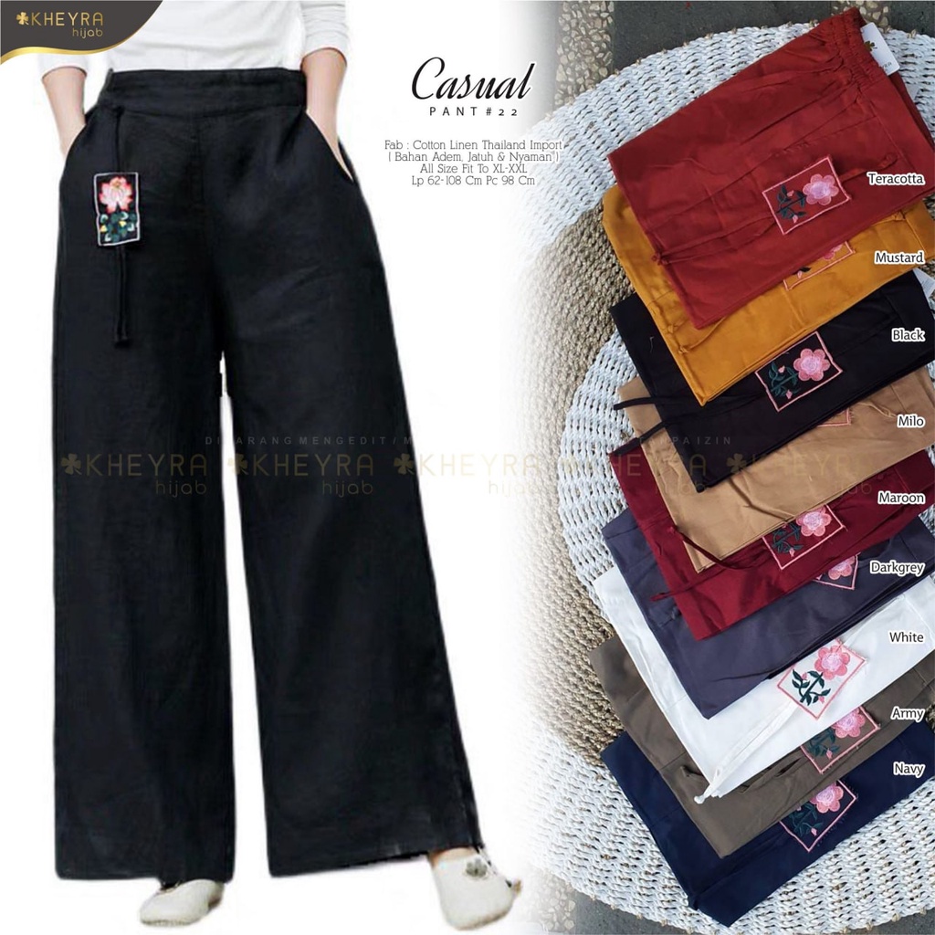 CASUAL PANTS #22 BY ALILA CELANA KULOT CASUAL WANITA POLOS BAHAN CATTON LINEN THAILAND IMPORT