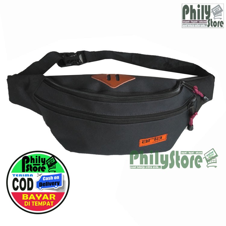 Tas Selempang Pria Black / Sling Bag / Waist Bag / Tas Pinggang Murah / Tas Pushop Murah