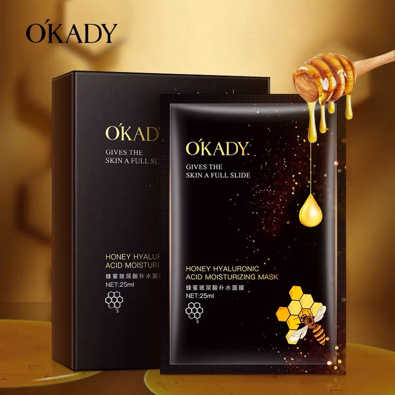 OKADY HONEY HYALURONIC ACID MOISTURIZING MASK MASKER WAJAH WANITA KOREA FACIAL SHEET MASK