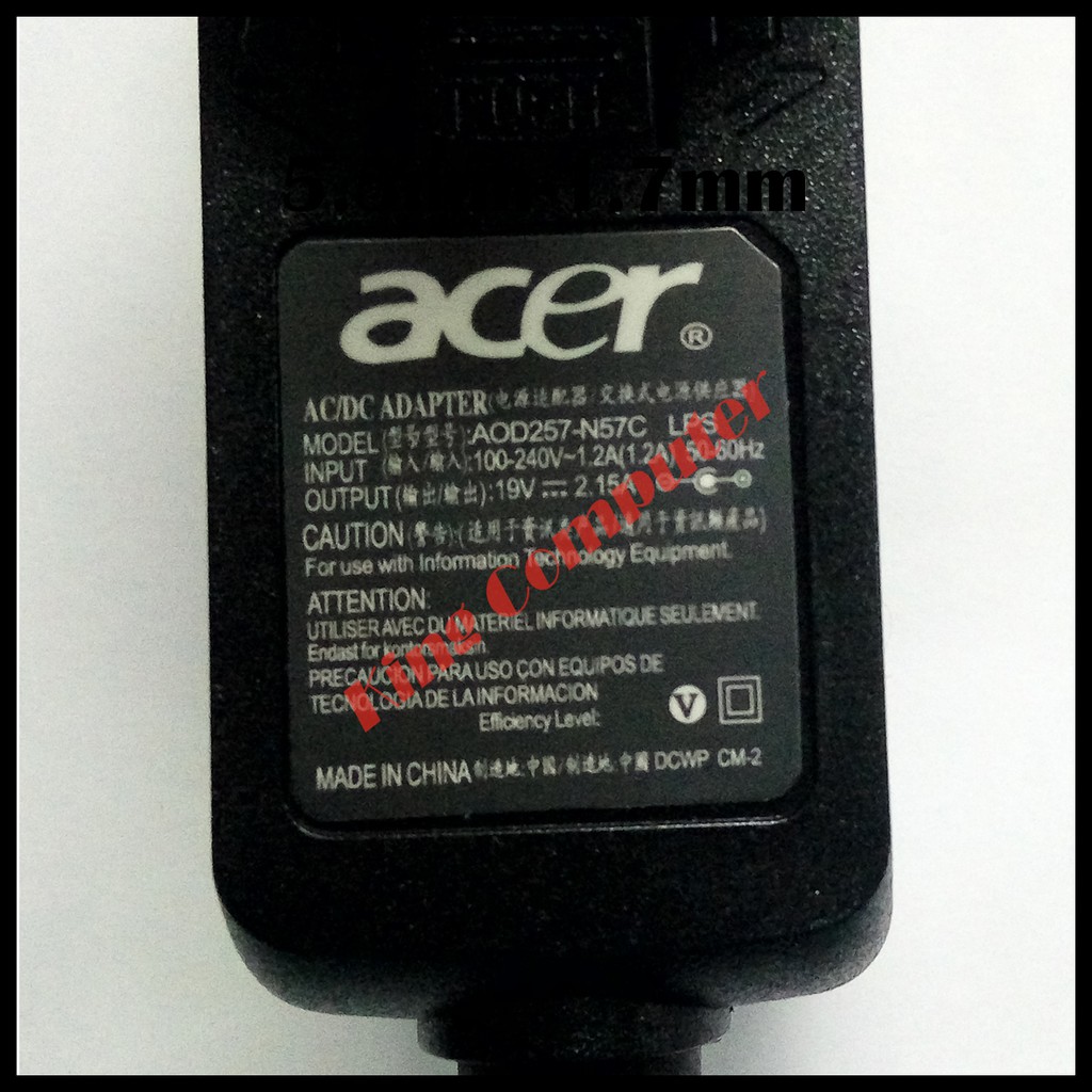 Charger Adaptor Laptop Acer Aspire One 722 725 756 V5-121 V5-122 D260 D270 19V-2,15A 5,5mm-1,7mm Original