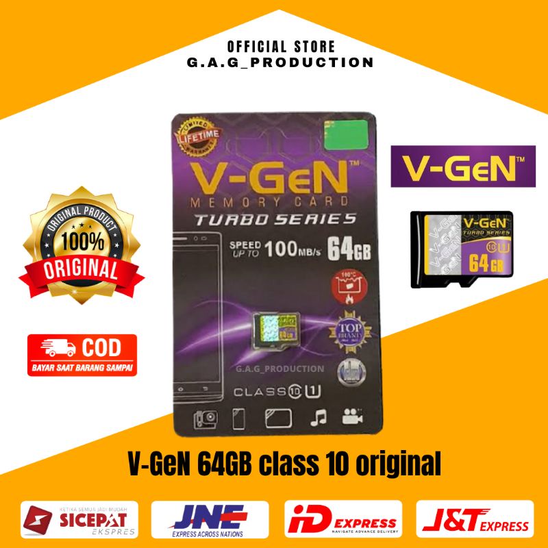 Micro SD 64GB CLASS 10 VGEN TURBO SERIES GARANSI RESMI VGEN