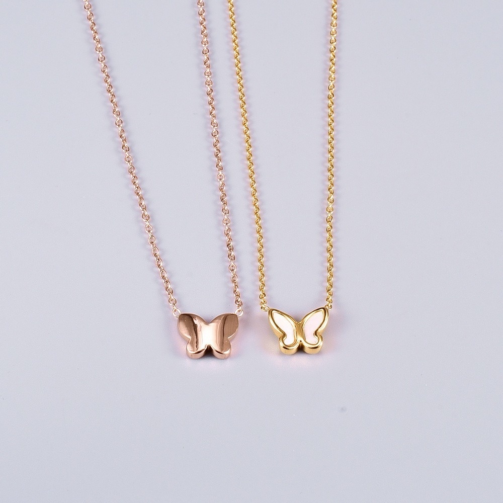 Kalung Desain Butterfly Fritillary Bahan Titanium Stainless Steel Gaya Korea Untuk Wanita