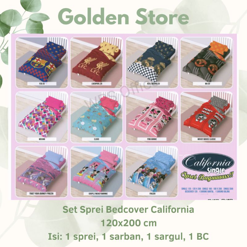 Set Sprei Bedcover California 120x200 Motif Seri B