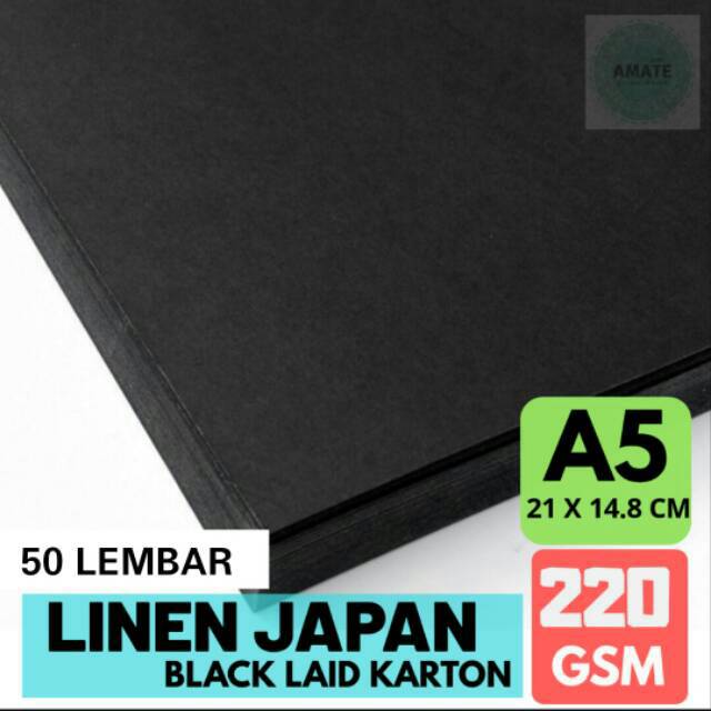 Kertas Linen Jepang Hitam Karton 220gr A5 50s Kertas Kertas Linen Jepang Hitam Karton 220gr A5 50s Kertas