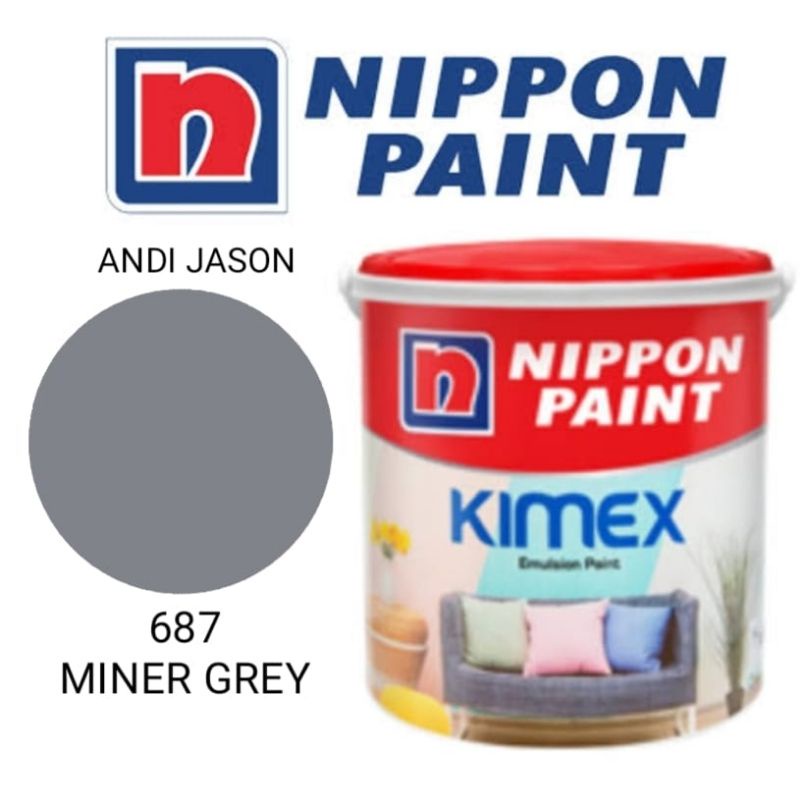 CAT TEMBOK KIMEX NIPPON PAINT 4.5KG / GALON / CAT DINDING / CAT AIR NO 687 MINER GREY