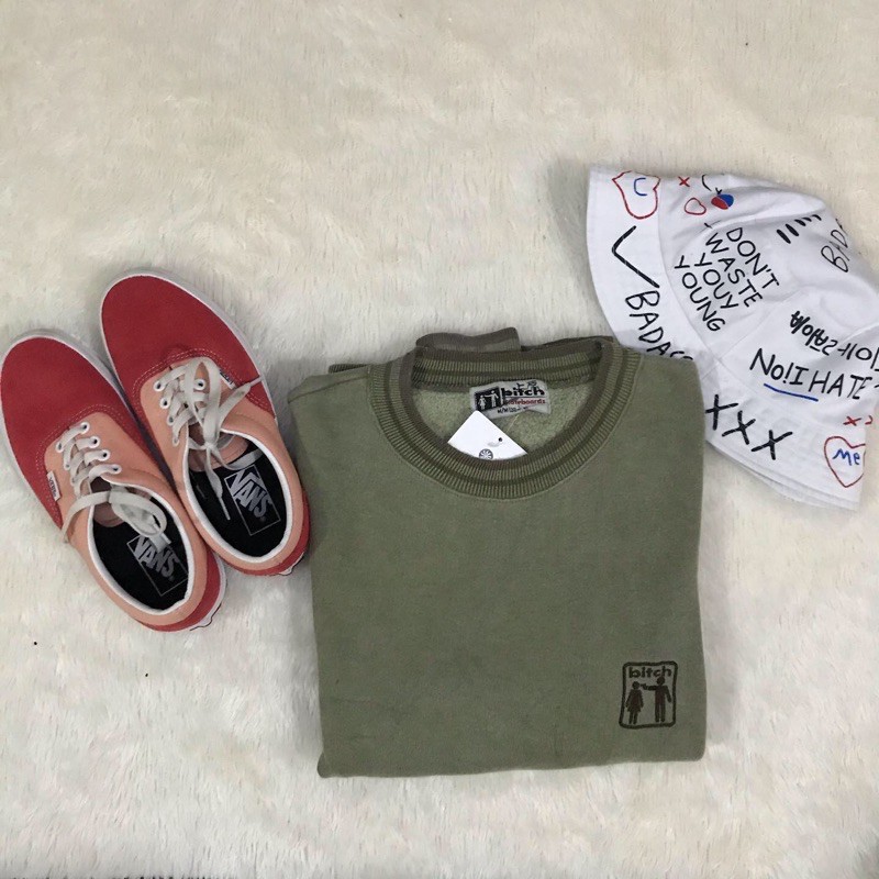 Thrift Crewneck Bitch Skateboard