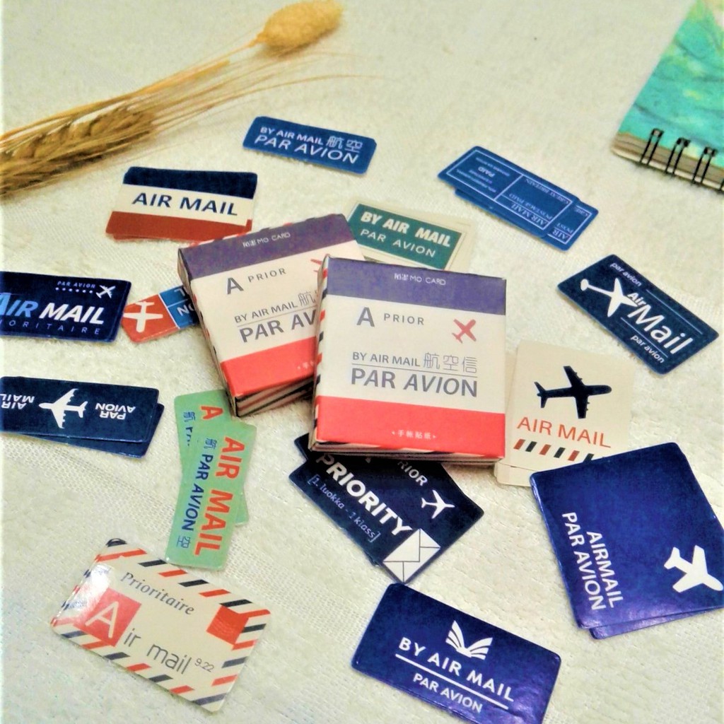 

45 Pcs Stiker Aesthetic /Sticker Box Air Mail Untuk Scrapbook/Journal/Diary