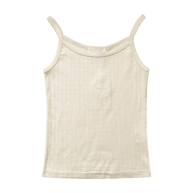 Musim panas gadis keinginan murni warna krim berongga kecil bunga budidaya diri semua-cocok bottoming kamisol kecil