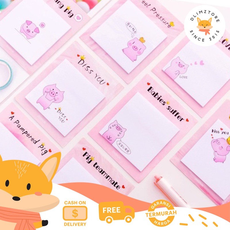 

[DZ] ST160 - Memo Note / Sticky Notes Motif Pig Babi