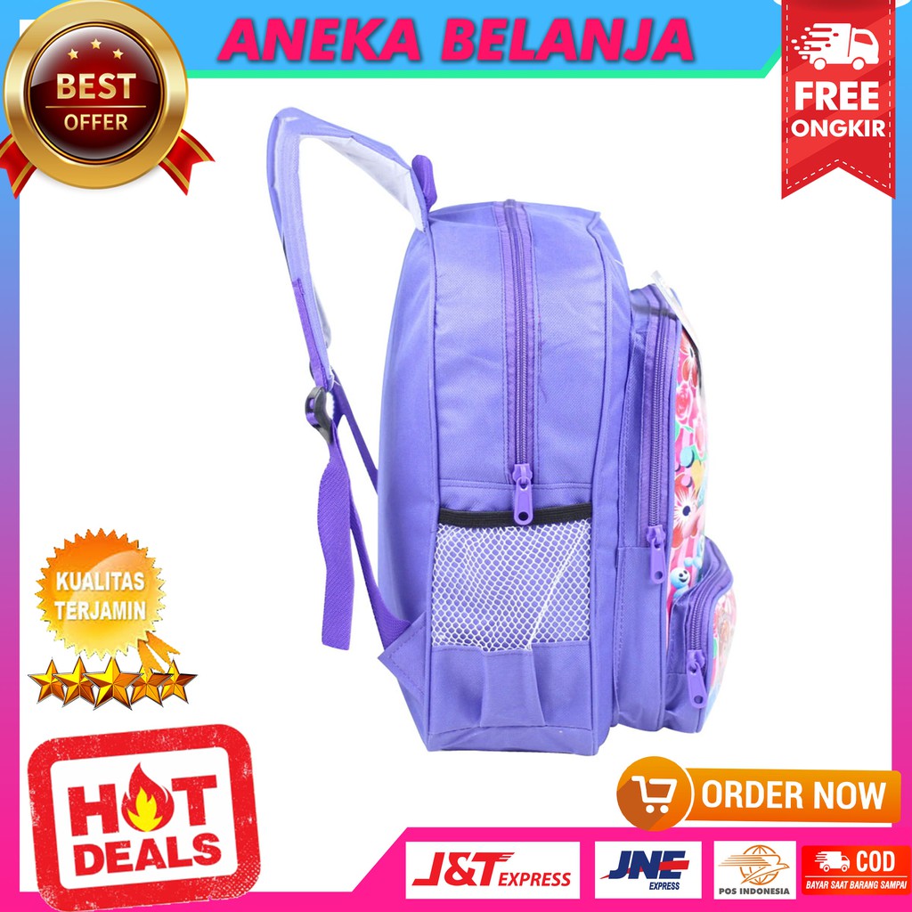 Tas Ransel Gambar Kartun Khusus Anak Cewek Frozen Ungu Lucu Ekonomis Tas Sekolah PAUD TK Fashionable