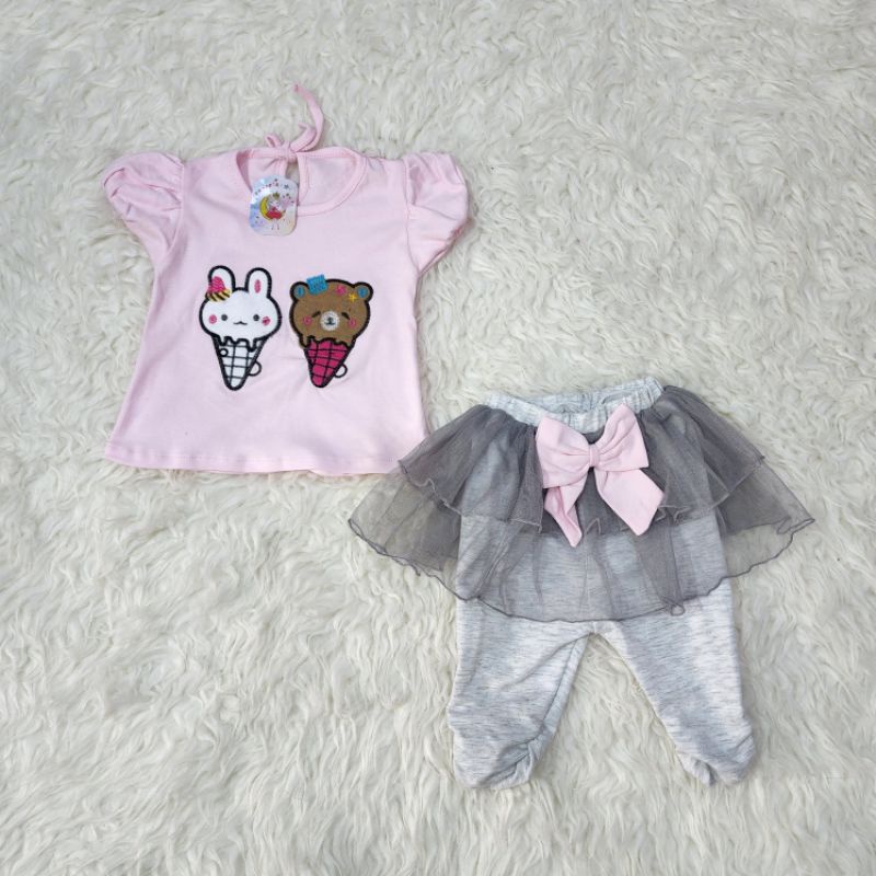 baju bayi perempuan stelan celana tutu jb78