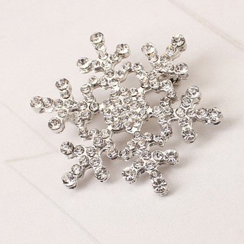 Bros Berlian Imitasi Berlian Snowflake Natal Bros Pin Berlian Penuh Korea