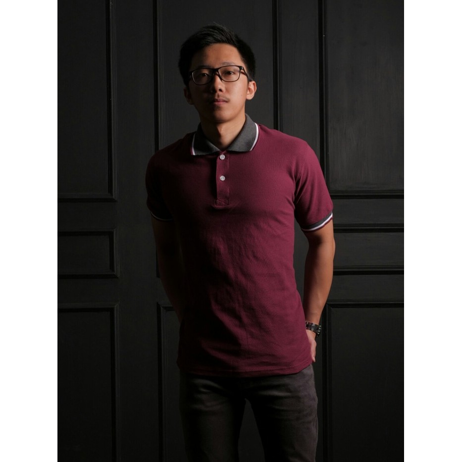 BAJU KAOS KERAH POLO SHIRT COWOK PRIA LACOSTE KATUN COTTON MAROON