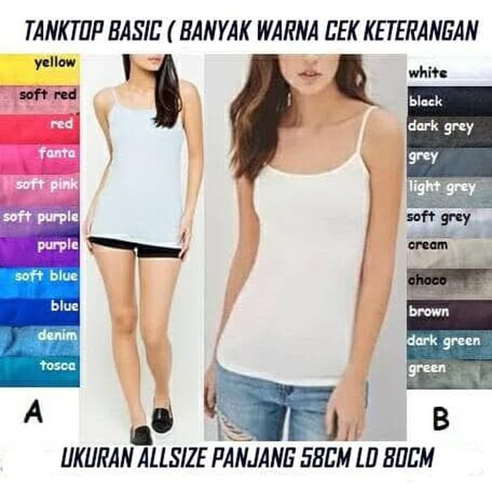 Tanktop / Singlet Wanita / Kaos Olahraga / Tanktop Basic Polos Fasion