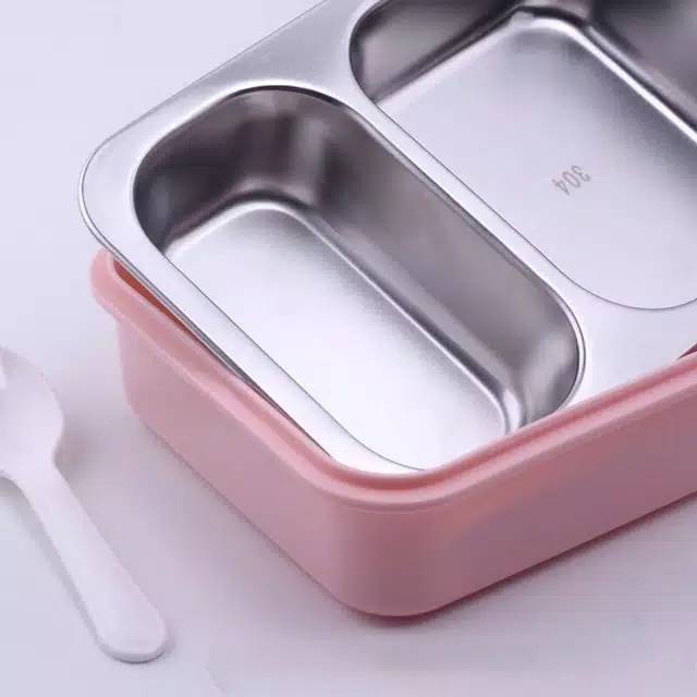 LUNCH BOX SEKAT 2 ANTI TUMPAH XY - J138 STAILESS / TAS BEKAL MAKANAN STAINLESS