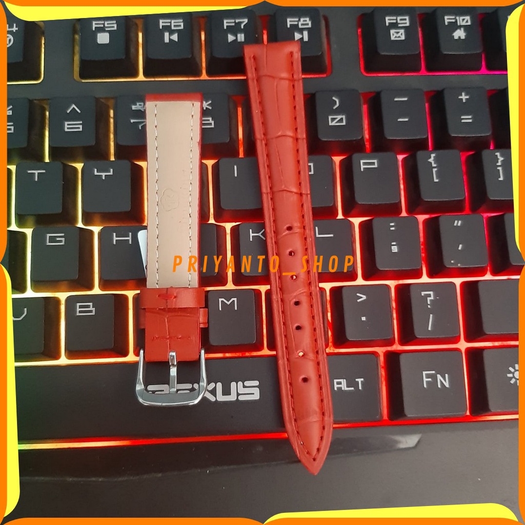 TALI JAM TANGAN LEATHERS KULIT PRIA WANITA TAMEKING  16 18 20 22 24MM MERAH STRAP WATCH BEND BONUS PEN