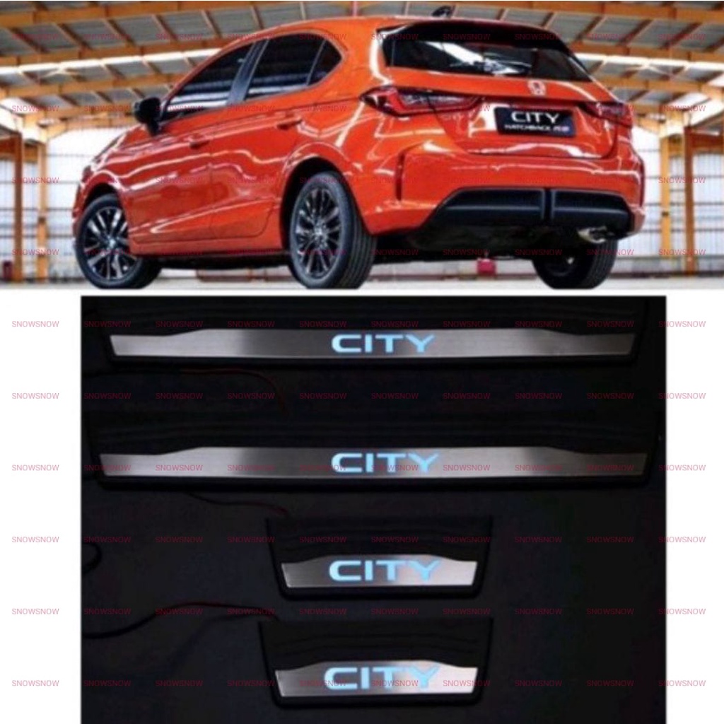 Paket Sillplate Samping Belakang Honda City Hatchback 2021 2022 2023 UP Activo Hitam Lampu Non LED