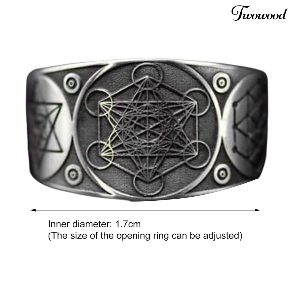 Twowood Hexagram Pattern Vintage Unisex Ring Alloy Adjustable Opening Punk Finger Ring Jewelry Accessory