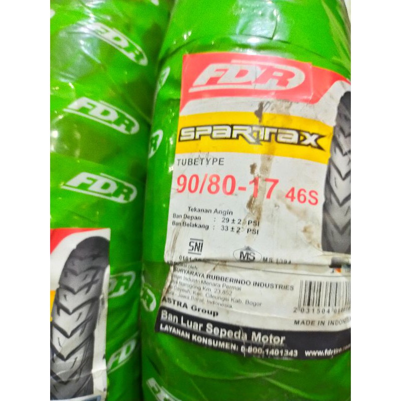 FDR BAN LUAR TYTPE SPARTAX 90/80 RING 17 TUBETYPE 275-17