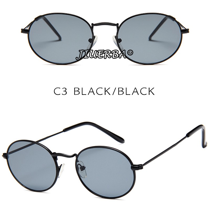 (YUZHU) RB GAYA Classical RB Small Oval Kacamata Hitam Wanita/Pria Sunglasses Anti UV400