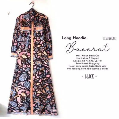 Gamis Cardi Hoodie Tiganegri / Long Hoodie Bacarat Tiga Nagari