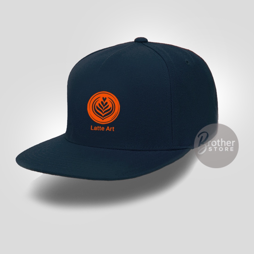 Topi Snapback Coffee Owner Barista Coffe Latte Art Kopi Hitam text orange