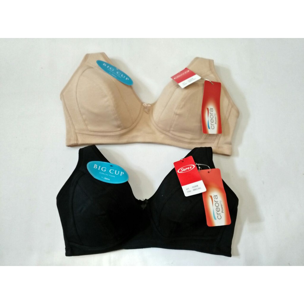 BRA Sorex 02008 busa tipis tanpa kawat big cup size 36 38 40 42 44 bh besar Katun 3 kait BTK