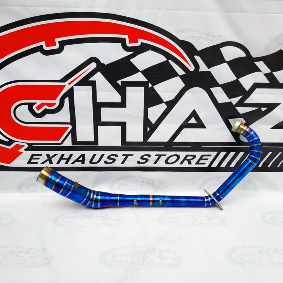 Pipa Leher/Header Knalpot Racing Satria FU Karbu Bluemoon (diameter sok inlet 50mm/2inch)