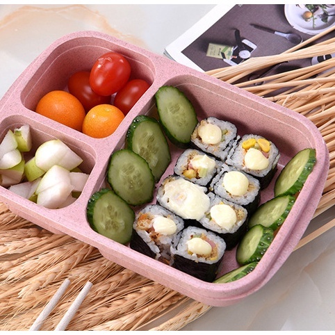 Lunch Box Jerami 3 Sekat 4 Sekat Kotak Makan Bekal Anak Portable