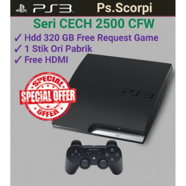 Ps3 Slim Cfw 3gb Cech 25xx 1 Stik Shopee Indonesia