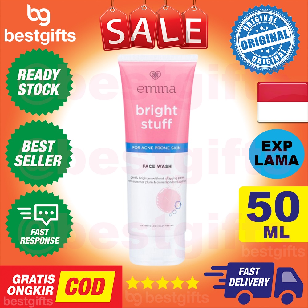 EMINA BRIGHT STUFF FACE WASH FOR ACNE PRONE SKIN PEMBERSIH WAJAH FOAM KULIT MUKA MUDAH BERJERAWAT 50 ML