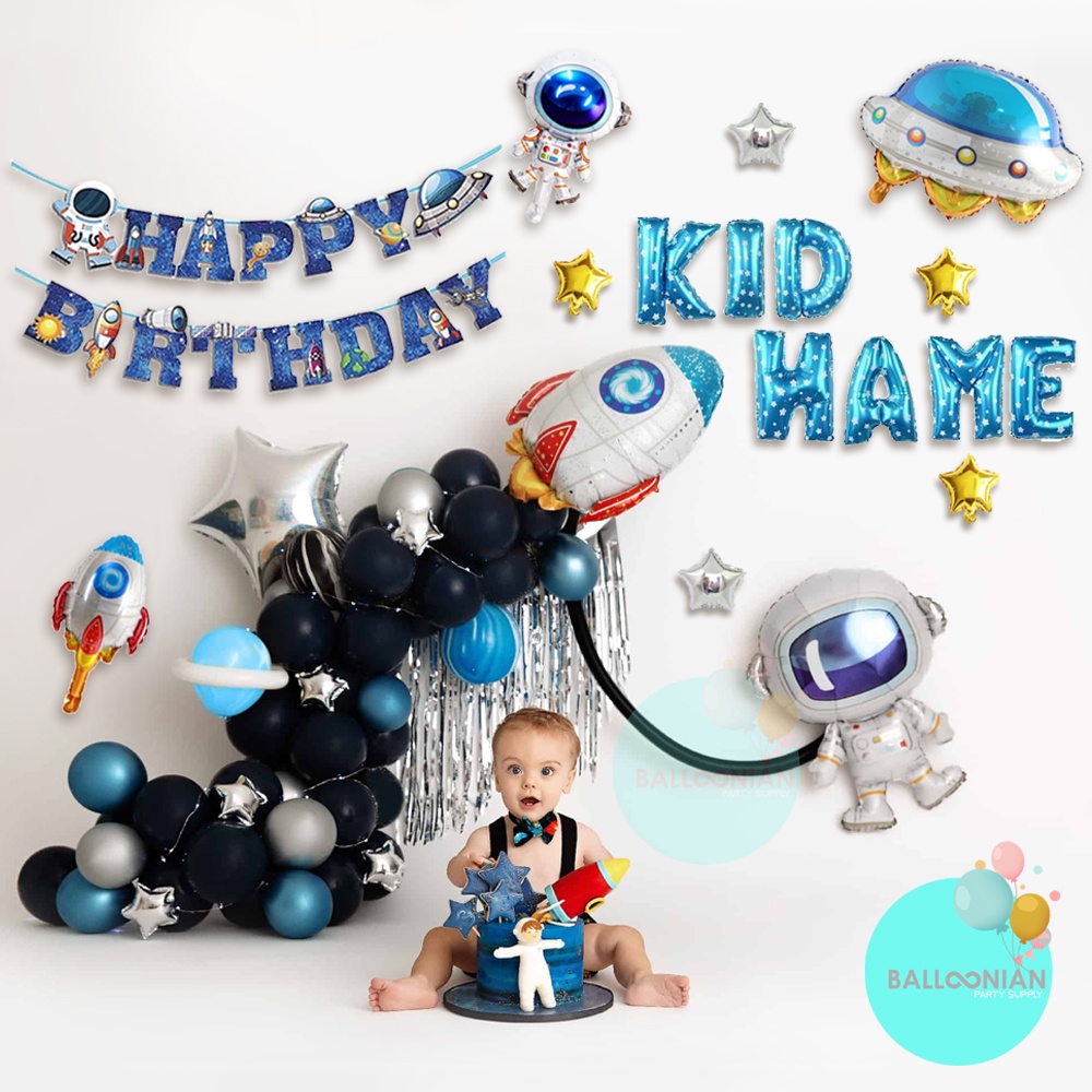 ASTRONOT HURUF & BANNER DEKORASI SET/BALON ULANG TAHUN ANAK/PAKET DEKORASI ULANG TAHUN