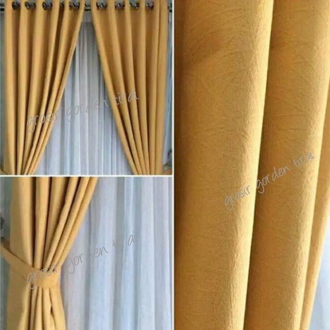 SFR Gorden Minimalis bahan BLACKOUT Motif Emboss SAFFRON 100% L.6gelombang Untuk Gorden Jendela atau Pintu