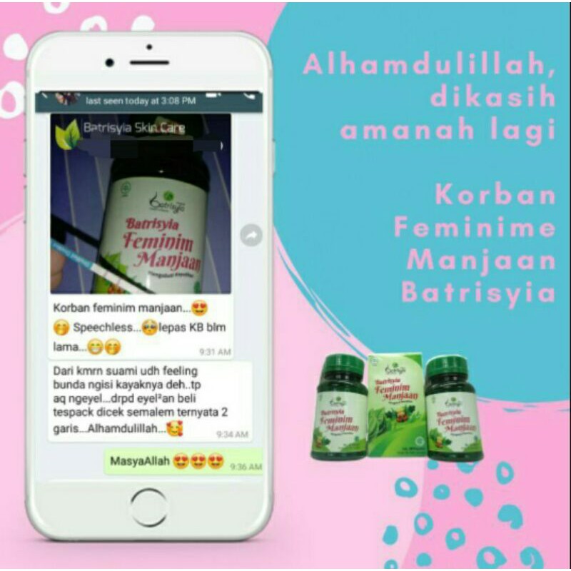 Feminime manjaan Batrisyia herbalq obat keputihan penyubur rahim pelancar haid penguat otot kewanitaan rapetin miss V batrisya batrisiya