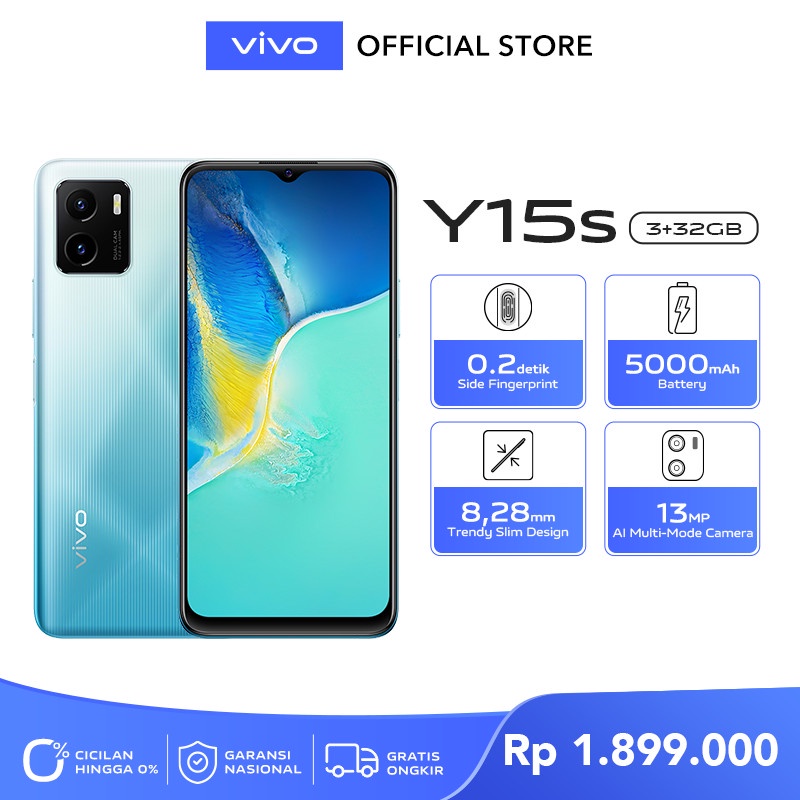 VIVO Y15S RAM 3/64GB GARANSI RESMI INDONESIA TERMURAH