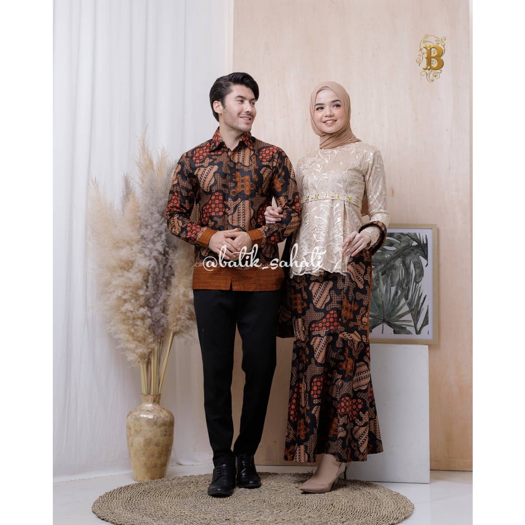 KHANSABATIK [ADA JUMBO] BASEERA BAJU COUPLE BATIK KEMEJA PRIA KEBAYA TERBARU MODERN WANITA BROKAT  Baju Pasangan