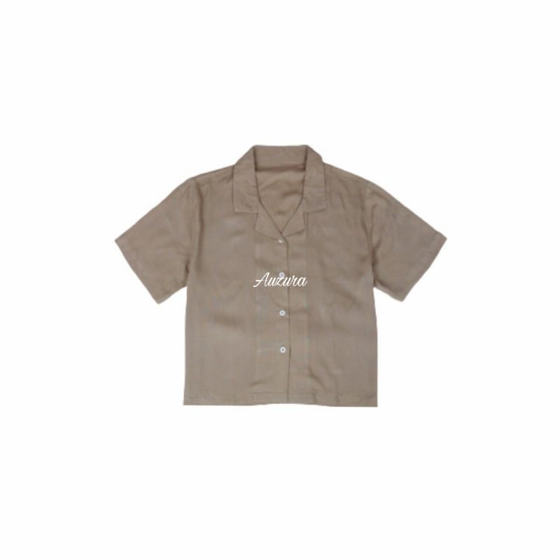 KEMEJA WANITA CROP TOP POLOS KATUN CROP SHIRT ORGANIK-CROP TOP LATTE