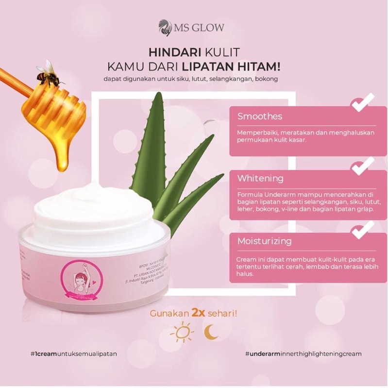 Ms Glow Underarm Inner Thigh Lightening Cream Pencerah Ketiak