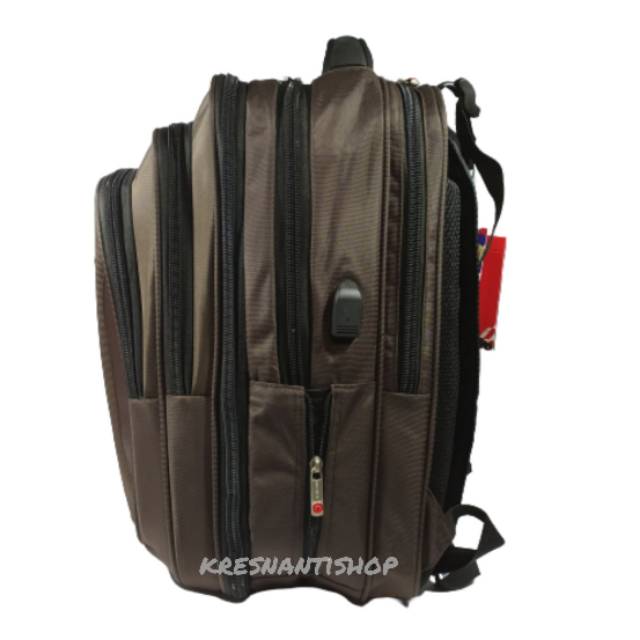 Tas ransel laptop pria polo classic 18 inch USB port