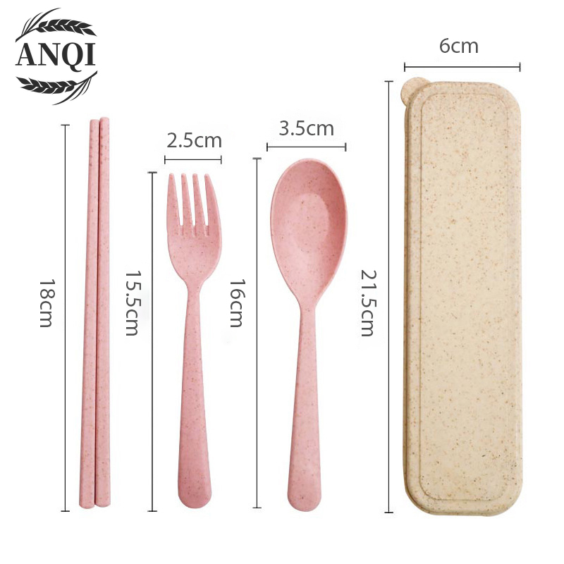 ANQI  Set Alat Makan Wheat Straw Tableware 4 in 1 / VS-23