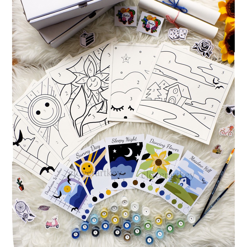 

[WATERCOLOR PAPER] Paint By Number Kit | Cloverartkey | Kertas Watercolor 20x20 cm