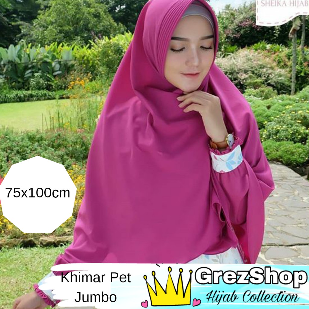 Daily Khimar Jilbab Hijab Kerudung Instan Bergo Jumbo Syari 80 x 110 Pet Antem Simple Penguin wolfis