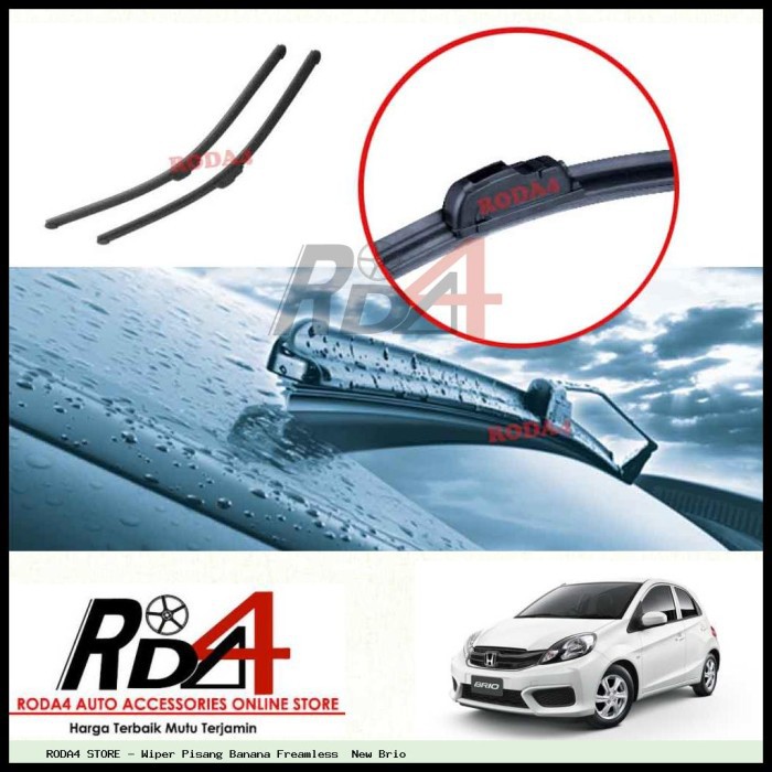 Wiper Mobil New Brio 22 14 Frameless Banana 1 Set 2 Pcs