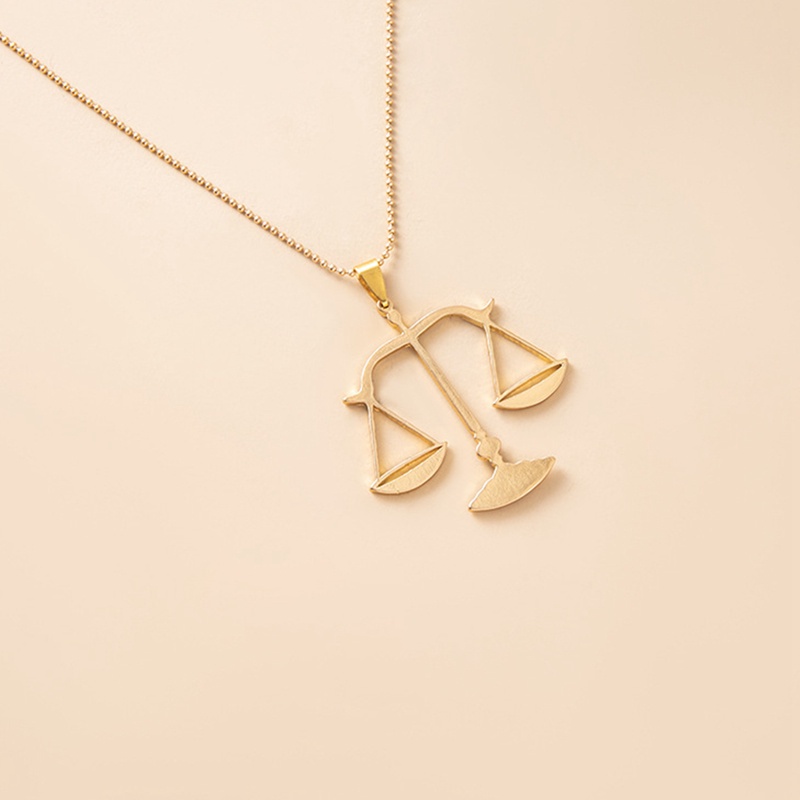 Fancyqube Kalung Liontin Skala Libra Hias Kristal Berlian Imitasi Warna Emas Gaya Hip Hop Punk Rock